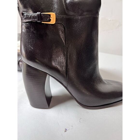 TORY BURCH Buckled pebbled-leather boots brown size 9 - Picture 8 of 11